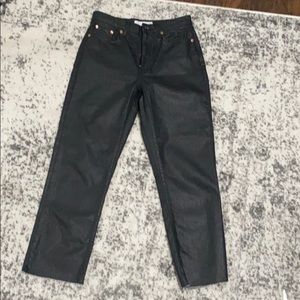 Topshop coated Jeans size 28 / 33 high waist raw hem